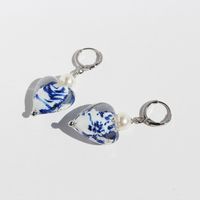 IG Style Elegant Heart Shape Flower Artificial Pearl Glass Brass Beaded Women's Earrings Necklace sku image 1