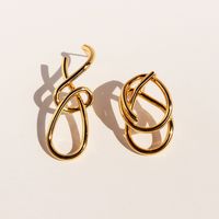 1 Pair Exaggerated Knot Asymmetrical Brass 18K Gold Plated Ear Studs main image 6