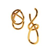 1 Pair Exaggerated Knot Asymmetrical Brass 18K Gold Plated Ear Studs main image 3