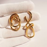 1 Pair Exaggerated Knot Asymmetrical Brass 18K Gold Plated Ear Studs sku image 1