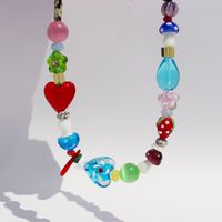 Großhandel Schmuck Einfacher Stil Klassischer Stil Geometrisch Herzform Blume Glas Perlen Halskette main image 4