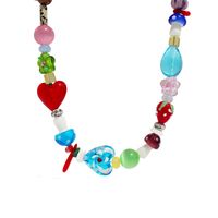 Großhandel Schmuck Einfacher Stil Klassischer Stil Geometrisch Herzform Blume Glas Perlen Halskette main image 2
