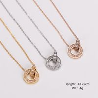 304 Stainless Steel 18K Gold Plated Rose Gold Plated Basic Plating Inlay Solid Color Rhinestones Pendant Necklace main image 5