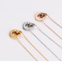 304 Stainless Steel 18K Gold Plated Rose Gold Plated Basic Plating Inlay Solid Color Rhinestones Pendant Necklace main image 6