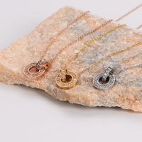 304 Stainless Steel 18K Gold Plated Rose Gold Plated Basic Plating Inlay Solid Color Rhinestones Pendant Necklace main image 7