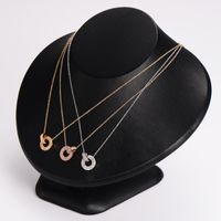 304 Stainless Steel 18K Gold Plated Rose Gold Plated Basic Plating Inlay Solid Color Rhinestones Pendant Necklace main image 1