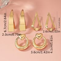3 Pairs Elegant Luxurious British Style Heart Shape Alloy Gold Plated Ear Studs main image 2