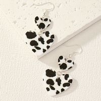 1 Pair Glam Queen Pastoral Cow Pattern Heart Shape Arylic Earrings main image 4