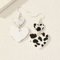 1 Pair Glam Queen Pastoral Cow Pattern Heart Shape Arylic Earrings main image 3