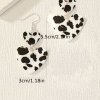 1 Pair Glam Queen Pastoral Cow Pattern Heart Shape Arylic Earrings main image 2