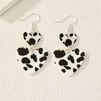 1 Pair Glam Queen Pastoral Cow Pattern Heart Shape Arylic Earrings main image 5