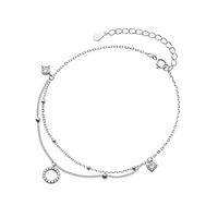 Simple Style Classic Style Solid Color Sterling Silver Inlay Zircon Women's Anklet sku image 2