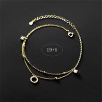Simple Style Classic Style Solid Color Sterling Silver Inlay Zircon Women's Anklet sku image 1
