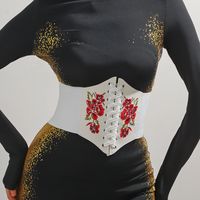 Simple Style Classic Style Solid Color Pu Leather Embroidery Women's Corset Belts sku image 1