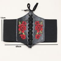 Simple Style Classic Style Solid Color Pu Leather Embroidery Women's Corset Belts main image 5