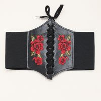 Simple Style Classic Style Solid Color Pu Leather Embroidery Women's Corset Belts main image 3