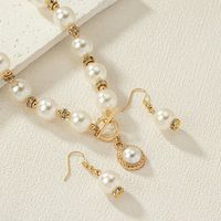 Retro Luxurious Queen Solid Color Imitation Pearl Alloy Wholesale Jewelry Set sku image 1