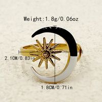 Vintage Style Commute Sector Moon 304 Stainless Steel 14K Gold Plated Natural Stone Zircon Rings In Bulk sku image 3