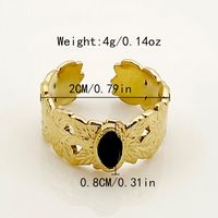 Vintage Style Commute Sector Moon 304 Stainless Steel 14K Gold Plated Natural Stone Zircon Rings In Bulk sku image 4