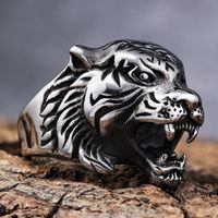 Hip-Hop Streetwear Lion 304 Stainless Steel Rings In Bulk main image 5