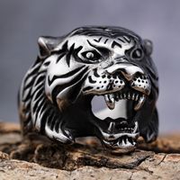 Hip-Hop Streetwear Lion 304 Stainless Steel Rings In Bulk main image 6