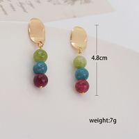 1 Pair Simple Style Classic Style Round Beaded Stone Copper Gold Plated Drop Earrings main image 4
