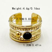 Vintage Style Commute Sector Moon 304 Stainless Steel 14K Gold Plated Natural Stone Zircon Rings In Bulk sku image 5