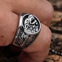 Hip-Hop Streetwear Color Block 304 Stainless Steel Carving Men's Rings main image 4