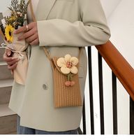Women's Small Straw Flower Cute Basic Flowers Flip Cover Crossbody Bag sku image 1