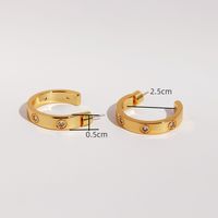 1 Pair Simple Style C Shape Plating Inlay Brass Zircon 18K Gold Plated Ear Studs main image 2