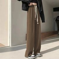 Women's Class School Daily Classic Style Simple Solid Color Ankle-Length Full Length Drawstring Elastic Waist Washed Casual Pants Sweatpants main image 3