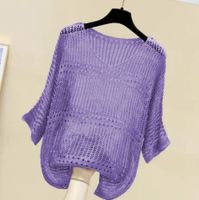 Women's Knitwear Eyelet Top 3/4 Length Sleeve Blouses Braid Mesh Knitted Simple Style Solid Color main image 3