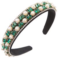 Women's Casual Vacation Classic Style Color Block Alloy Cloth Glass Inlay Rhinestones Glass Pearl Hair Band sku image 2