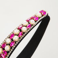 Women's Casual Vacation Classic Style Color Block Alloy Cloth Glass Inlay Rhinestones Glass Pearl Hair Band main image 3