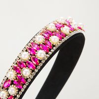 Women's Casual Vacation Classic Style Color Block Alloy Cloth Glass Inlay Rhinestones Glass Pearl Hair Band main image 4