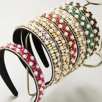 Women's Casual Vacation Classic Style Color Block Alloy Cloth Glass Inlay Rhinestones Glass Pearl Hair Band main image 6