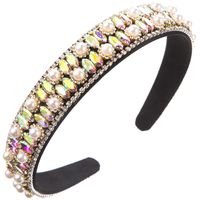 Women's Casual Vacation Classic Style Color Block Alloy Cloth Glass Inlay Rhinestones Glass Pearl Hair Band sku image 1
