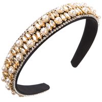 Women's Casual Vacation Classic Style Color Block Alloy Cloth Glass Inlay Rhinestones Glass Pearl Hair Band sku image 3