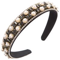 Women's Casual Vacation Classic Style Color Block Alloy Cloth Glass Inlay Rhinestones Glass Pearl Hair Band sku image 4