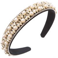 Women's Casual Vacation Classic Style Color Block Alloy Cloth Glass Inlay Rhinestones Glass Pearl Hair Band sku image 5