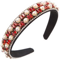 Women's Casual Vacation Classic Style Color Block Alloy Cloth Glass Inlay Rhinestones Glass Pearl Hair Band sku image 6