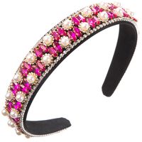 Women's Casual Vacation Classic Style Color Block Alloy Cloth Glass Inlay Rhinestones Glass Pearl Hair Band sku image 7