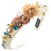 Women's Casual Vacation Classic Style Flower Alloy Cloth Plating Inlay Glass Pearl Hair Band main image 5