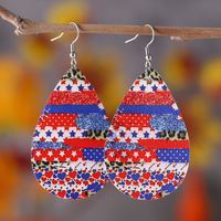 1 Pair Retro Star Water Droplets Pu Leather Drop Earrings main image 10