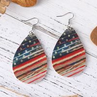 1 Pair Retro Star Water Droplets Pu Leather Drop Earrings main image 2
