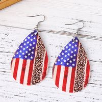 1 Pair Retro Star Water Droplets Pu Leather Drop Earrings main image 3