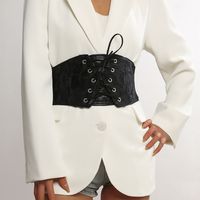 Simple Style Classic Style Solid Color Pu Leather Elastic Band Buckle Knot Women's Corset Belts main image 1
