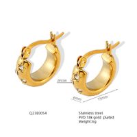 1 Pair Simple Style Classic Style Solid Color Plating Inlay 304 Stainless Steel Zircon 18K Gold Plated Ear Studs sku image 2