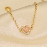 Copper 18K Gold Plated Y2K Cute Sweet Epoxy Inlay Heart Shape Zircon Bracelets main image 6