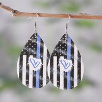 1 Pair Retro National Flag Star Water Droplets Pu Leather Drop Earrings main image 4